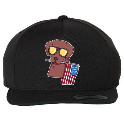 Chocolate Lab For 4th Of July Wool Snapback Cap