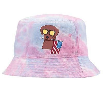 Chocolate Lab For 4th Of July Tie-Dyed Bucket Hat