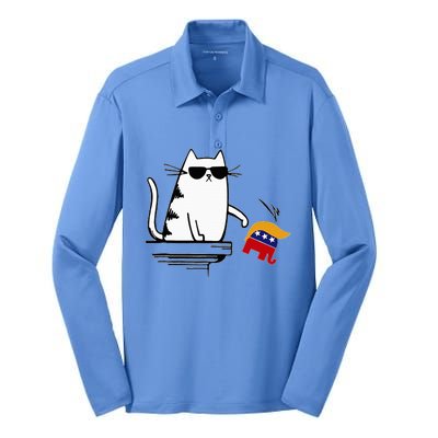 Cat Ladies For Kamala Harris Donald Trump 2024 Silk Touch Performance Long Sleeve Polo