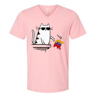 Cat Ladies For Kamala Harris Donald Trump 2024 V-Neck T-Shirt