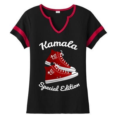 Comma La Funny Kamala Harris Vintage Sneakers Gift Ladies Halftime Notch Neck Tee