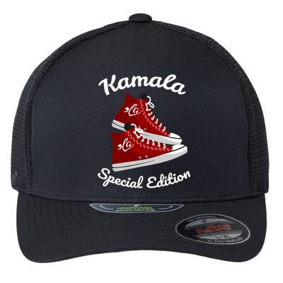 Comma La Funny Kamala Harris Vintage Sneakers Gift Flexfit Unipanel Trucker Cap