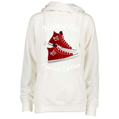 Comma La Funny Kamala Harris Vintage Sneakers Gift Womens Funnel Neck Pullover Hood