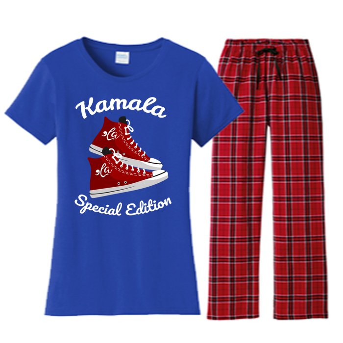 Comma La Funny Kamala Harris Vintage Sneakers Gift Women's Flannel Pajama Set