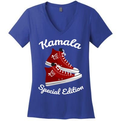 Comma La Funny Kamala Harris Vintage Sneakers Gift Women's V-Neck T-Shirt