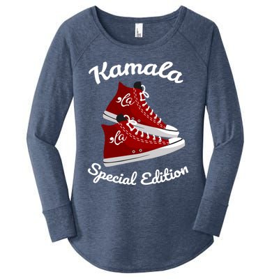 Comma La Funny Kamala Harris Vintage Sneakers Gift Women's Perfect Tri Tunic Long Sleeve Shirt