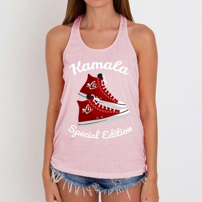 Comma La Funny Kamala Harris Vintage Sneakers Gift Women's Knotted Racerback Tank