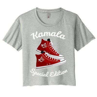 Comma La Funny Kamala Harris Vintage Sneakers Gift Women's Crop Top Tee