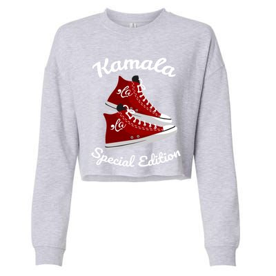 Comma La Funny Kamala Harris Vintage Sneakers Gift Cropped Pullover Crew