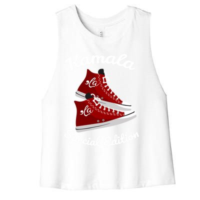 Comma La Funny Kamala Harris Vintage Sneakers Gift Women's Racerback Cropped Tank