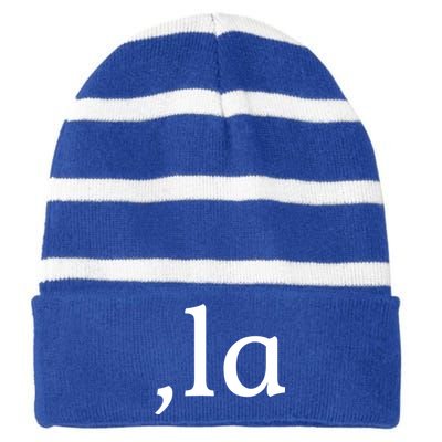 Comma La Funny Gift Striped Beanie with Solid Band