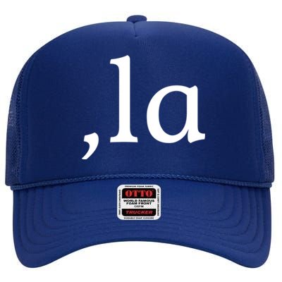 Comma La Funny Gift High Crown Mesh Back Trucker Hat