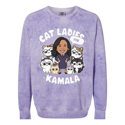 Cat Ladies For Kamala 2024 Presidential Support Colorblast Crewneck Sweatshirt