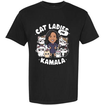 Cat Ladies For Kamala 2024 Presidential Support Garment-Dyed Heavyweight T-Shirt