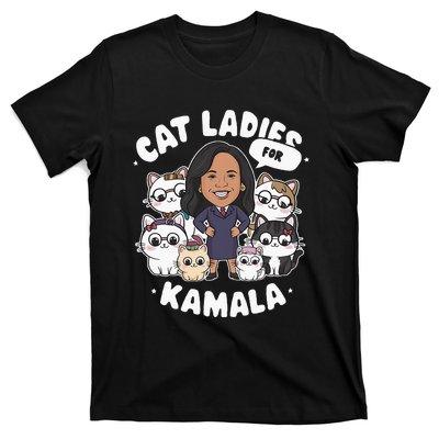 Cat Ladies For Kamala 2024 Presidential Support T-Shirt