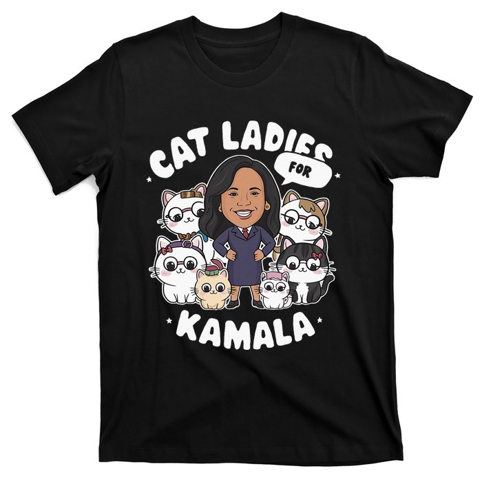 Cat Ladies For Kamala 2024 Presidential Support T-Shirt