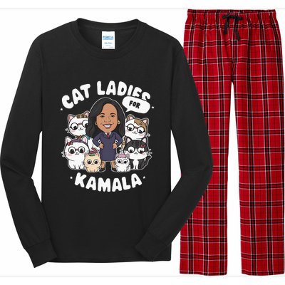 Cat Ladies For Kamala 2024 Presidential Support Long Sleeve Pajama Set