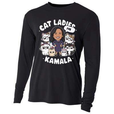 Cat Ladies For Kamala 2024 Presidential Support Cooling Performance Long Sleeve Crew