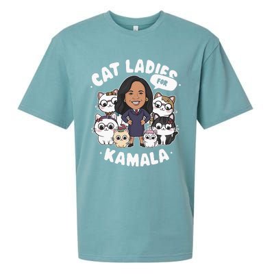 Cat Ladies For Kamala 2024 Presidential Support Sueded Cloud Jersey T-Shirt