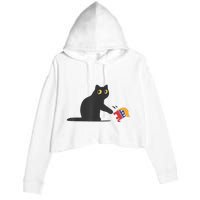 Cat Ladies For Kamala Harris Donald Trump 2024 Sarcastic Crop Fleece Hoodie