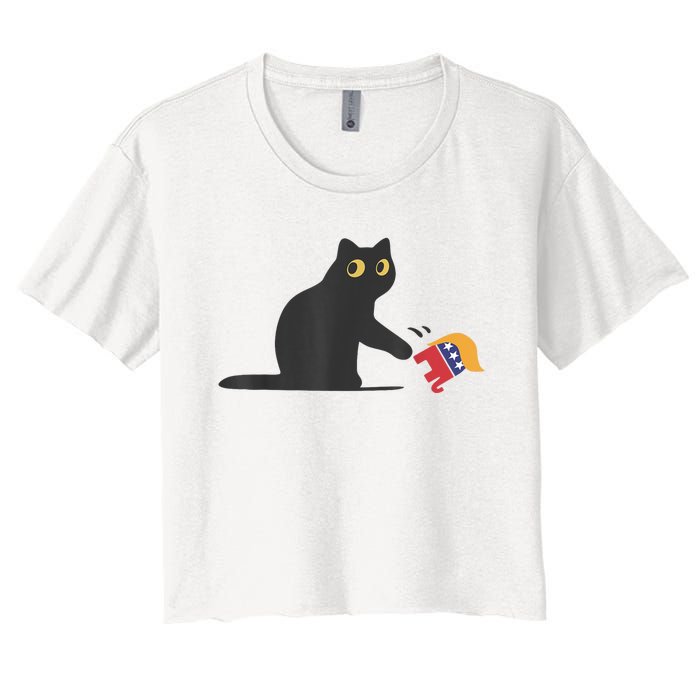 Cat Ladies For Kamala Harris Donald Trump 2024 Sarcastic Women's Crop Top Tee