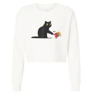 Cat Ladies For Kamala Harris Donald Trump 2024 Sarcastic Cropped Pullover Crew