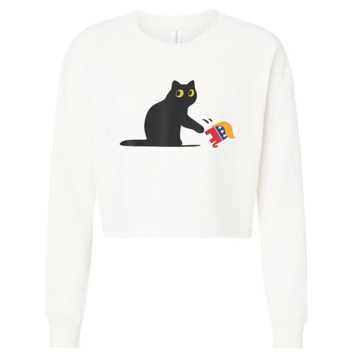 Cat Ladies For Kamala Harris Donald Trump 2024 Sarcastic Cropped Pullover Crew