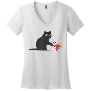 Cat Ladies For Kamala Harris Donald Trump 2024 Sarcastic Women's V-Neck T-Shirt