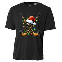 Christmas Lights Field Hockey Player Team Sant Hat Xmas Gift Cooling Performance Crew T-Shirt