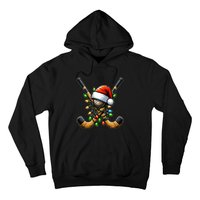 Christmas Lights Field Hockey Player Team Sant Hat Xmas Gift Hoodie