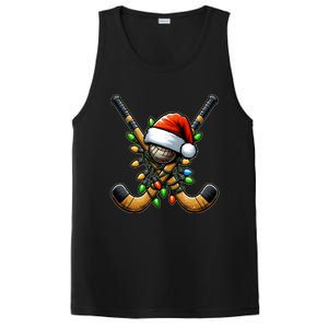 Christmas Lights Field Hockey Player Team Sant Hat Xmas Gift PosiCharge Competitor Tank