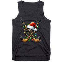 Christmas Lights Field Hockey Player Team Sant Hat Xmas Gift Tank Top