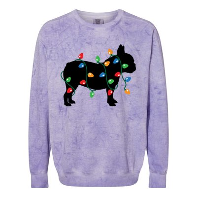 Christmas Lights French Bulldog Dog Lover Gift Colorblast Crewneck Sweatshirt