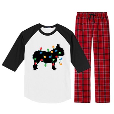 Christmas Lights French Bulldog Dog Lover Gift Raglan Sleeve Pajama Set