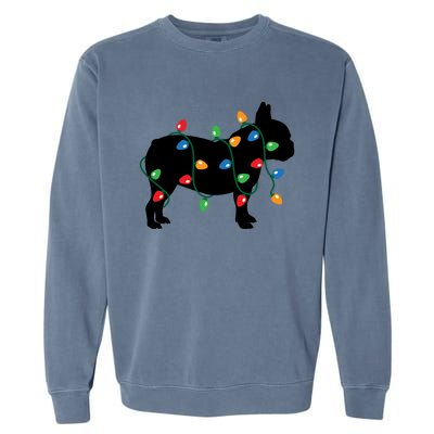 Christmas Lights French Bulldog Dog Lover Gift Garment-Dyed Sweatshirt