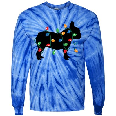 Christmas Lights French Bulldog Dog Lover Gift Tie-Dye Long Sleeve Shirt