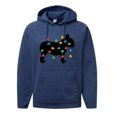 Christmas Lights French Bulldog Dog Lover Gift Performance Fleece Hoodie