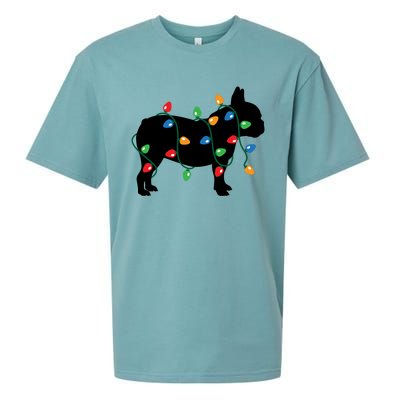 Christmas Lights French Bulldog Dog Lover Gift Sueded Cloud Jersey T-Shirt