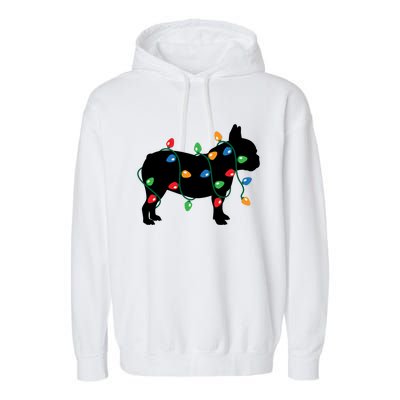 Christmas Lights French Bulldog Dog Lover Gift Garment-Dyed Fleece Hoodie