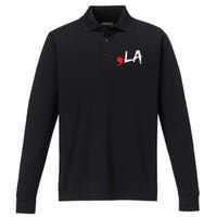 Comma La Funny Kamala Harris 2024 President Performance Long Sleeve Polo