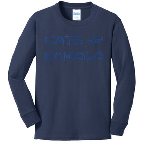 Cat Ladies For Kamala Cat Typography Alphabet Cute Simple Kids Long Sleeve Shirt