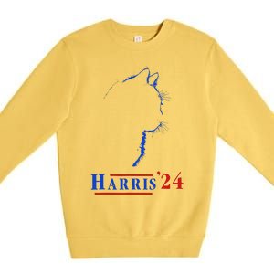 Cat Ladies For Kamala Funny Cat 2024 President Kamala Harris Premium Crewneck Sweatshirt