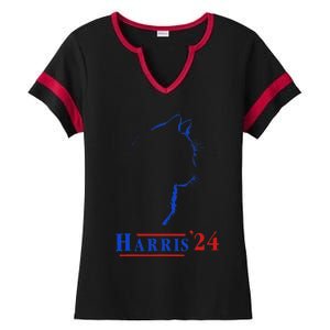 Cat Ladies For Kamala Funny Cat 2024 President Kamala Harris Ladies Halftime Notch Neck Tee