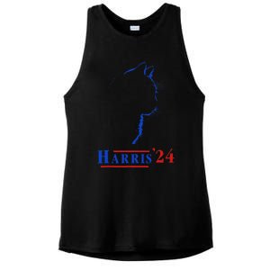 Cat Ladies For Kamala Funny Cat 2024 President Kamala Harris Ladies PosiCharge Tri-Blend Wicking Tank