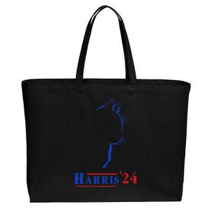 Cat Ladies For Kamala Funny Cat 2024 President Kamala Harris Cotton Canvas Jumbo Tote