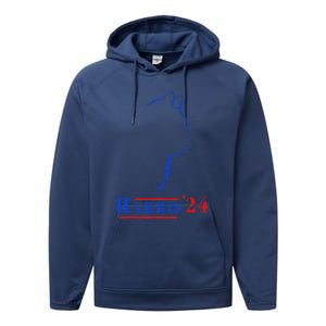 Cat Ladies For Kamala Funny Cat 2024 President Kamala Harris Performance Fleece Hoodie