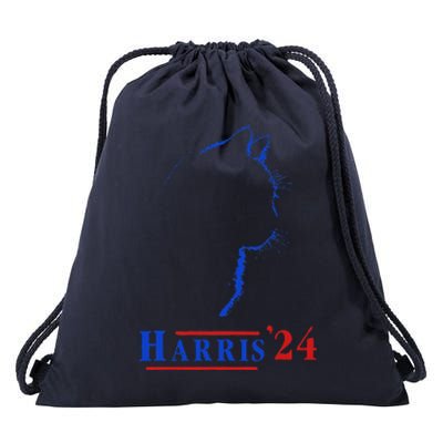 Cat Ladies For Kamala Funny Cat 2024 President Kamala Harris Drawstring Bag