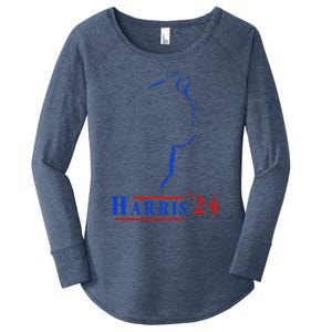 Cat Ladies For Kamala Funny Cat 2024 President Kamala Harris Women's Perfect Tri Tunic Long Sleeve Shirt