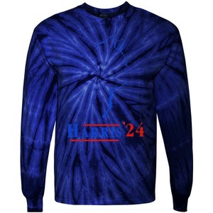 Cat Ladies For Kamala Funny Cat 2024 President Kamala Harris Tie-Dye Long Sleeve Shirt