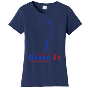 Cat Ladies For Kamala Funny Cat 2024 President Kamala Harris Women's T-Shirt